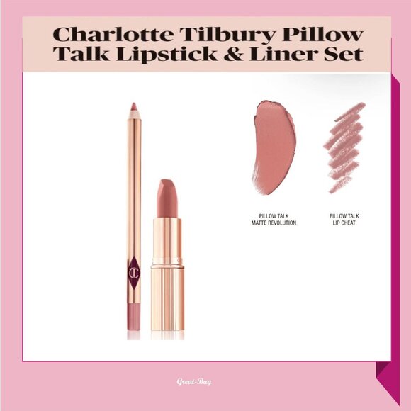 Full Size Lipstick & lip Liner in Pillow Talk Set NIB - Picture 1 of 6